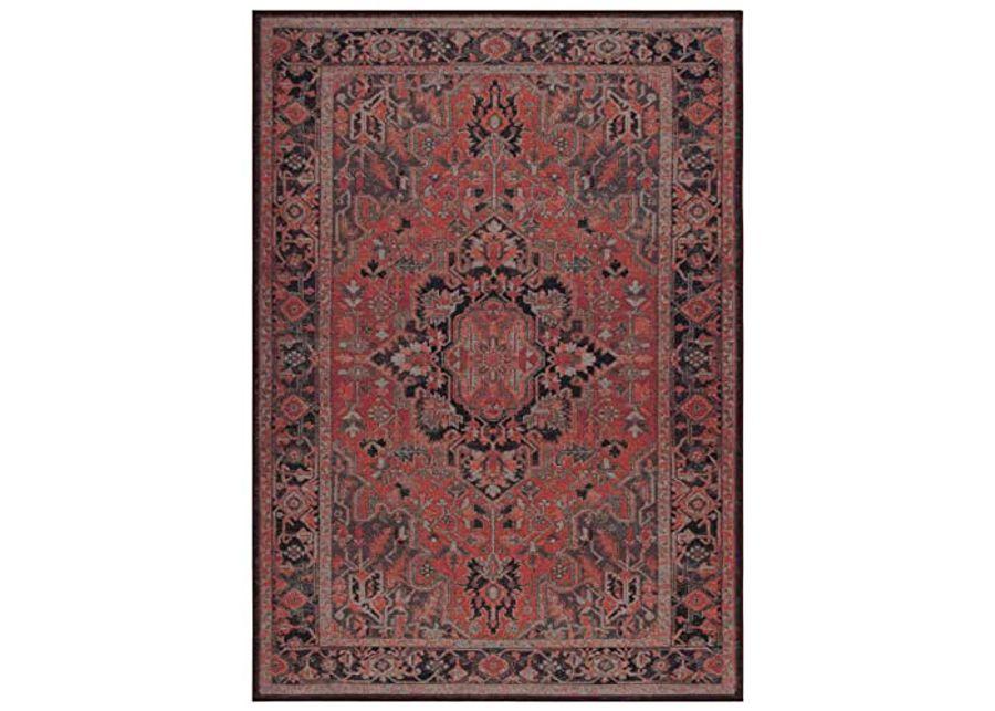 Safavieh Journey Collection 6'7" x 9' Navy/Red JNY153M Boho Chic Distressed Non-Shedding Area Rug