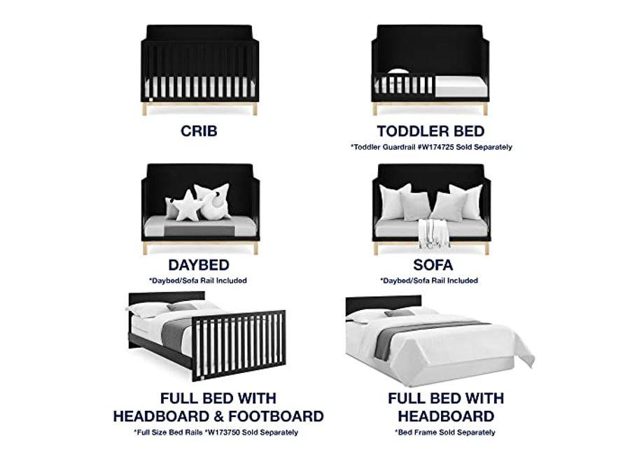 babyGap by Delta Children Oxford 6-in-1 Convertible Crib TrueSleep 2-Stage Deluxe Crib and Toddler Mattress (Bundle), Ebony/Natural