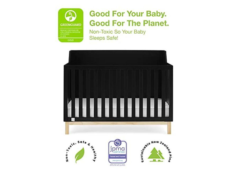 babyGap by Delta Children Oxford 6-in-1 Convertible Crib TrueSleep 2-Stage Deluxe Crib and Toddler Mattress (Bundle), Ebony/Natural