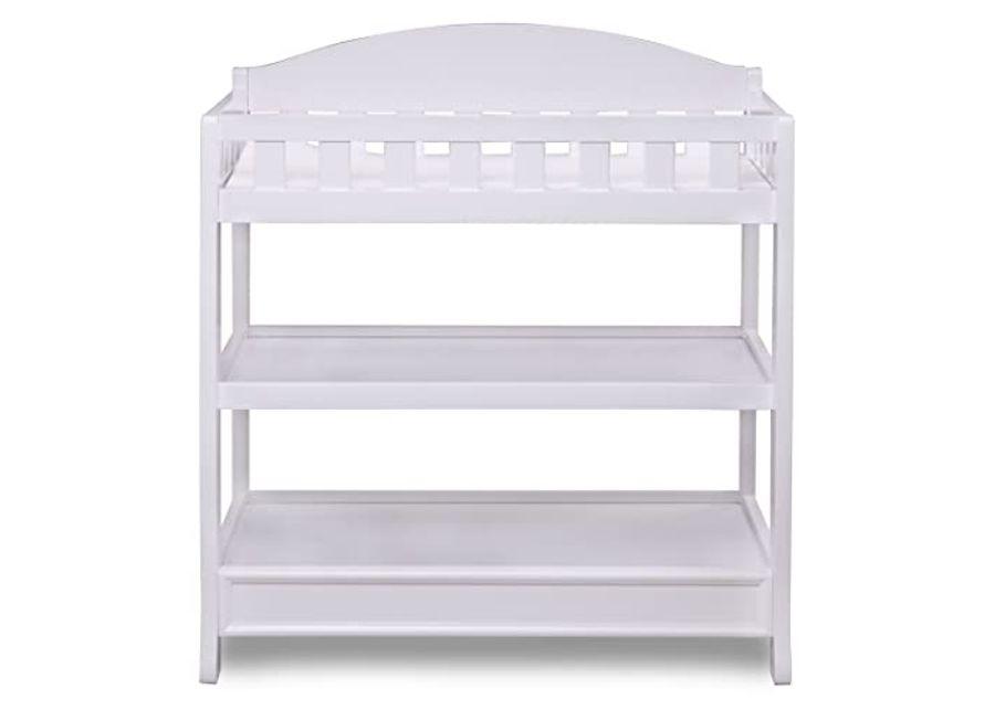 Delta Children Heartland 4-in-1 Convertible Crib Infant Changing Table with Pad + Serta Perfect Start Crib Mattress, Bianca White