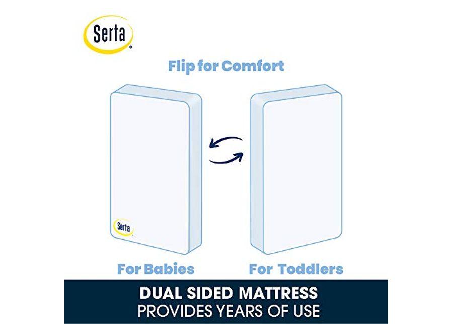 Delta Children Heartland 4-in-1 Convertible Crib Infant Changing Table with Pad + Serta Perfect Start Crib Mattress, Bianca White