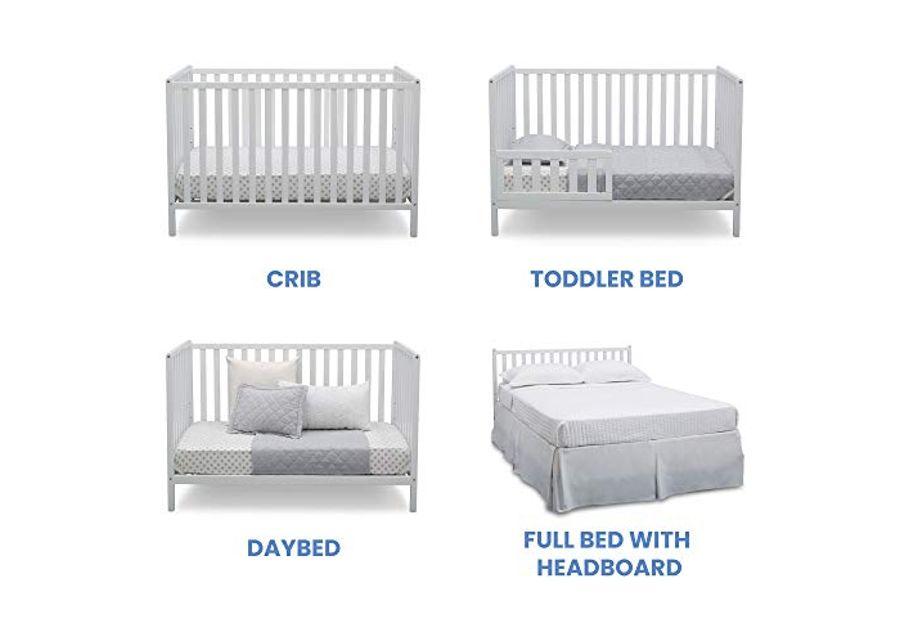 Delta Children Heartland 4-in-1 Convertible Crib Infant Changing Table with Pad + Serta Perfect Start Crib Mattress, Bianca White