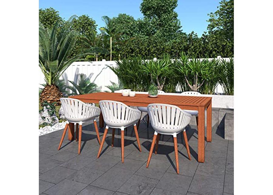 Amazonia Clifton 7pc FSC Wood Outdoor Patio Dining Set Black Chairs with Wood Legs