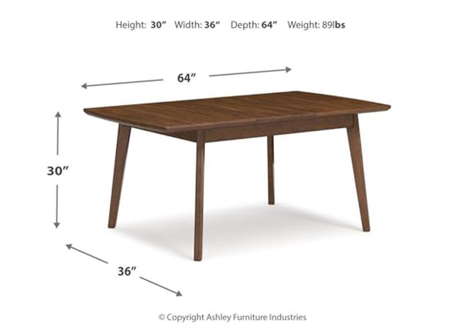 Signature Design by Ashley Lyncott Traditional Rectangular Dining Room Self-Storing Extension Table, Seats up to 6, Brown