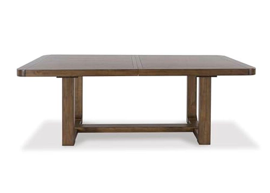 Signature Design by Ashley Cabalynn Farmhouse Dining Extension Table with 1 Removable Center Leaf, Light Brown