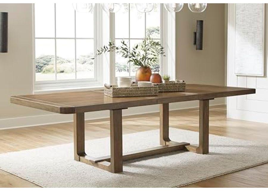 Signature Design by Ashley Cabalynn Farmhouse Dining Extension Table with 1 Removable Center Leaf, Light Brown