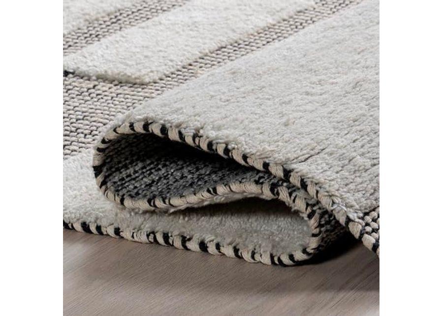 Rugs USA x Emily Henderson Hyperion Tasseled Cotton and Wool Accent Rug, 3x5, Ivory