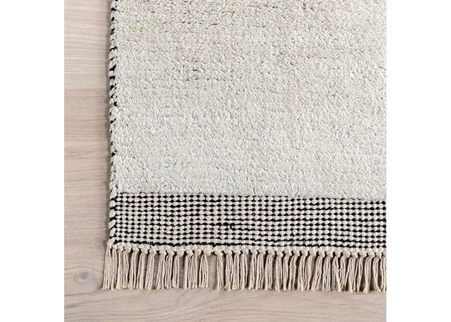 Rugs USA x Emily Henderson Hyperion Tasseled Cotton and Wool Accent Rug, 3x5, Ivory