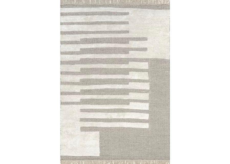 Rugs USA x Emily Henderson Hyperion Tasseled Cotton and Wool Accent Rug, 3x5, Ivory