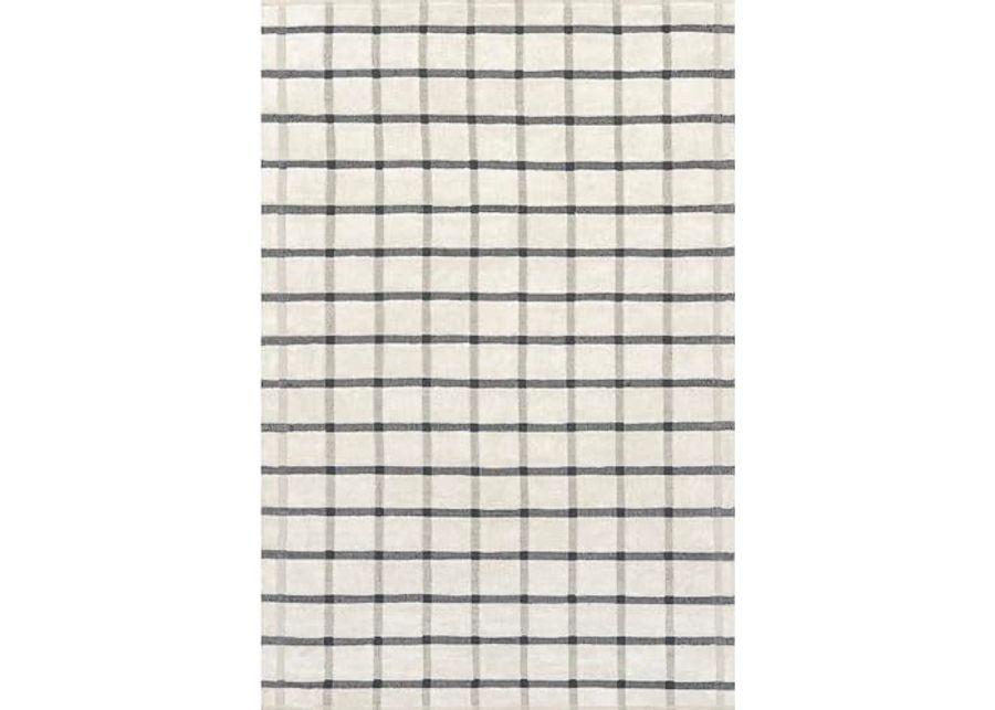 nuLOOM Rugs USA x Emily Henderson Rowena Checked Wool Area Rug, 6x9, Ivory