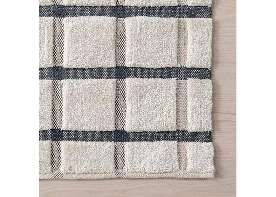 nuLOOM Rugs USA x Emily Henderson Rowena Checked Wool Area Rug, 6x9, Ivory