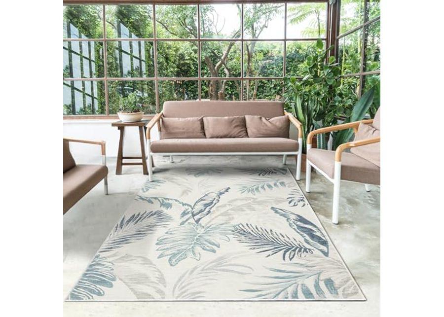 L. R. Resources, Inc. Binny Sin Palm Fronds Coastal Indoor/Outdoor Reversible Area Rug, 2' x 8'