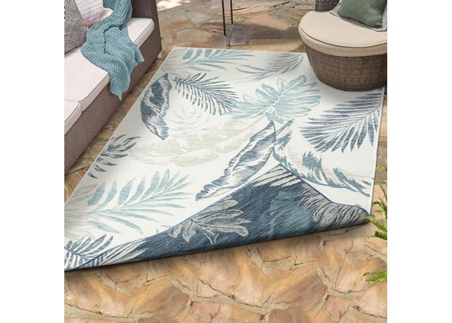 L. R. Resources, Inc. Binny Sin Palm Fronds Coastal Indoor/Outdoor Reversible Area Rug, 2' x 8'