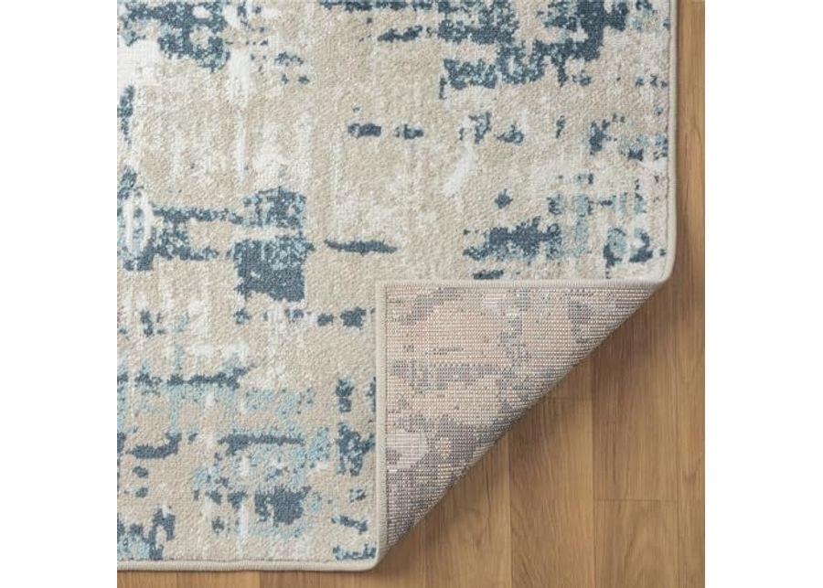 L. R. Resources, Inc. Gray/Blue Modern Abstract Durable Performance Synthetic Indoor Area Rug, 7'10" x 9'10"