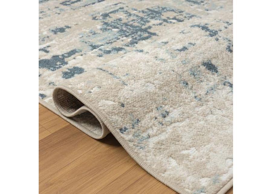 L. R. Resources, Inc. Gray/Blue Modern Abstract Durable Performance Synthetic Indoor Area Rug, 7'10" x 9'10"