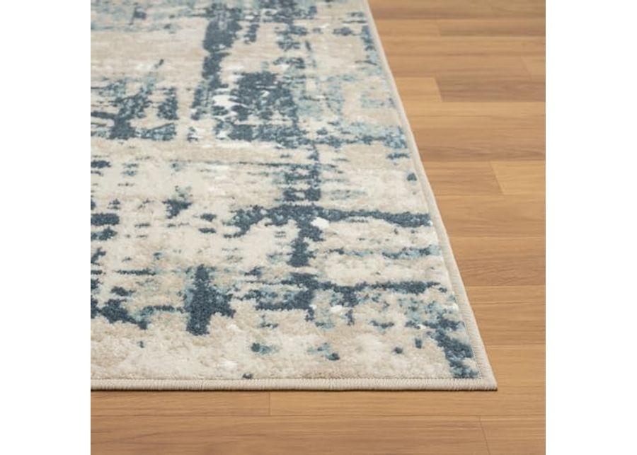 L. R. Resources, Inc. Gray/Blue Modern Abstract Durable Performance Synthetic Indoor Area Rug, 7'10" x 9'10"