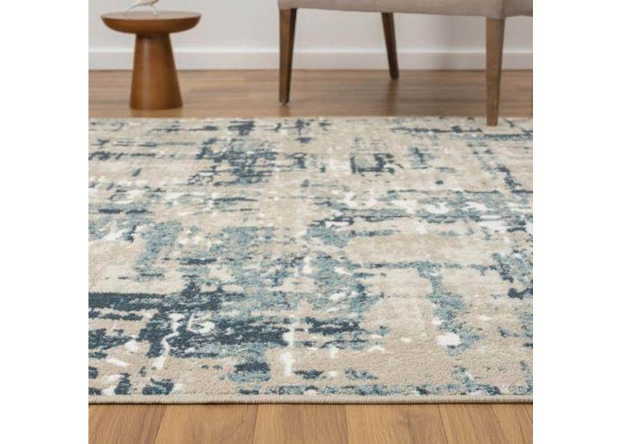 L. R. Resources, Inc. Gray/Blue Modern Abstract Durable Performance Synthetic Indoor Area Rug, 7'10" x 9'10"