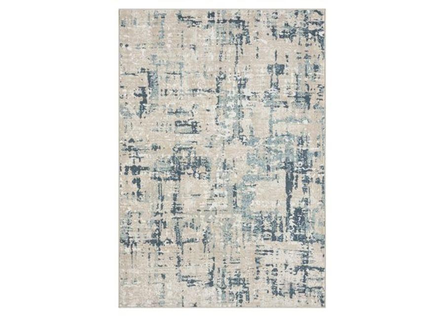 L. R. Resources, Inc. Gray/Blue Modern Abstract Durable Performance Synthetic Indoor Area Rug, 7'10" x 9'10"