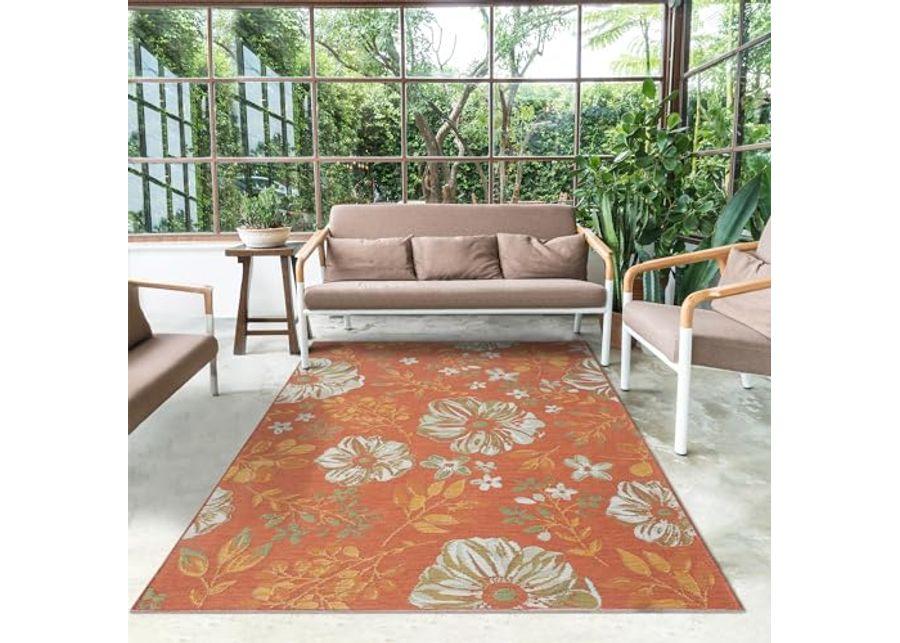 L. R. Resources, Inc. Binny Ben Floral Coastal Indoor/Outdoor Reversible Area Rug, 5'3" x 7'