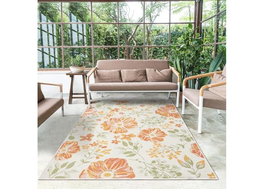 L. R. Resources, Inc. Binny Ben Floral Coastal Indoor/Outdoor Reversible Area Rug, 5'3" x 7'