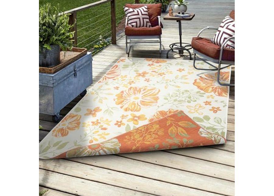 L. R. Resources, Inc. Binny Ben Floral Coastal Indoor/Outdoor Reversible Area Rug, 5'3" x 7'