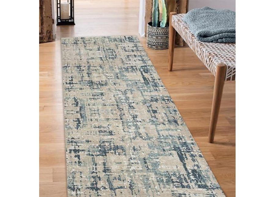 L. R. Resources, Inc. Alison Bel Gray/Blue Modern Contemporary Abstract Indoor Area Rug, 2'6" x 8'