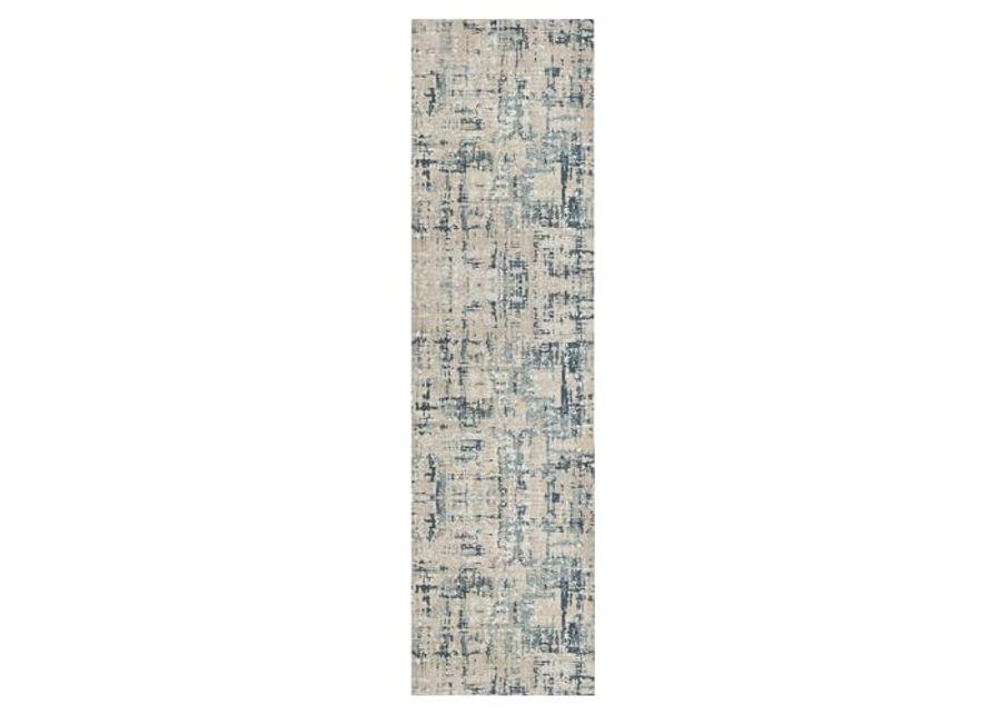 L. R. Resources, Inc. Alison Bel Gray/Blue Modern Contemporary Abstract Indoor Area Rug, 2'6" x 8'