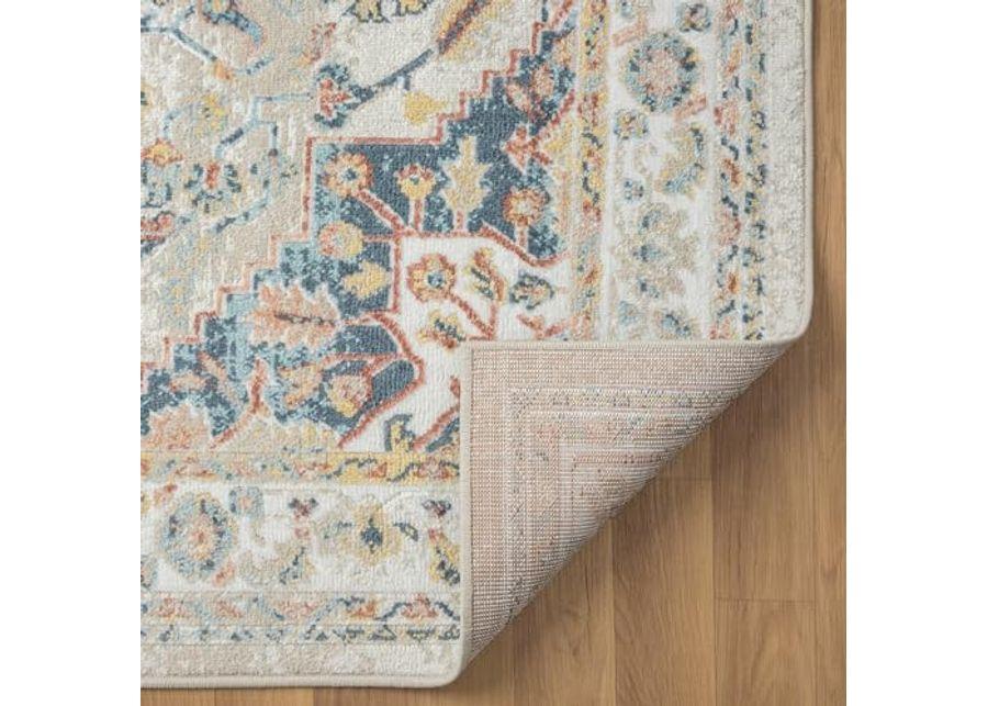 L. R. Resources, Inc. Alison Ann Ivory/Blue Classic Traditional Indoor Area Rug, 2'6" x 8'