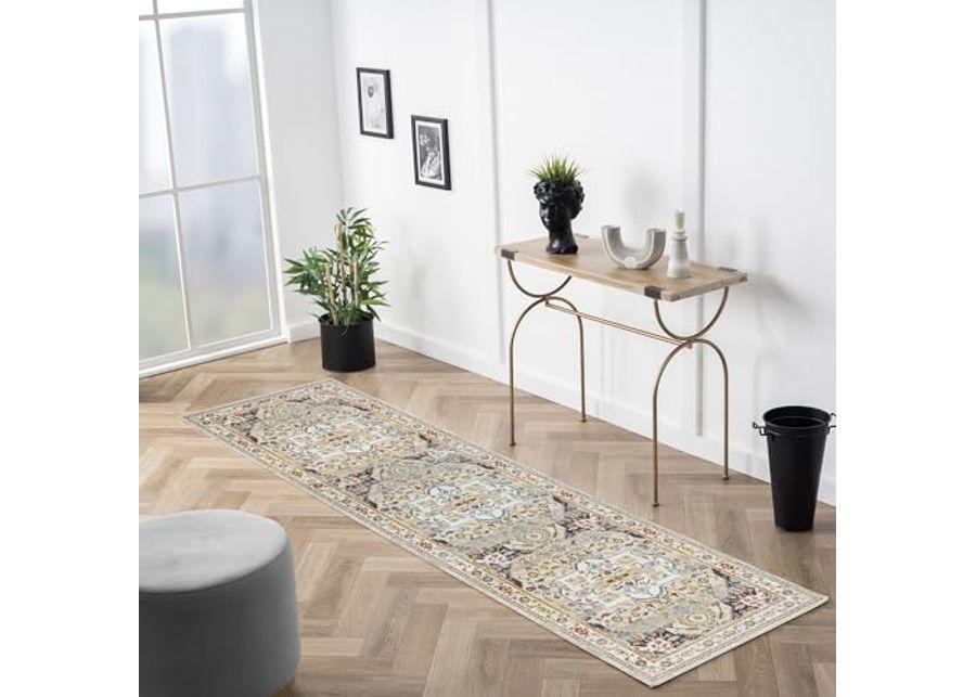 L. R. Resources, Inc. Alison Ann Ivory/Blue Classic Traditional Indoor Area Rug, 2'6" x 8'