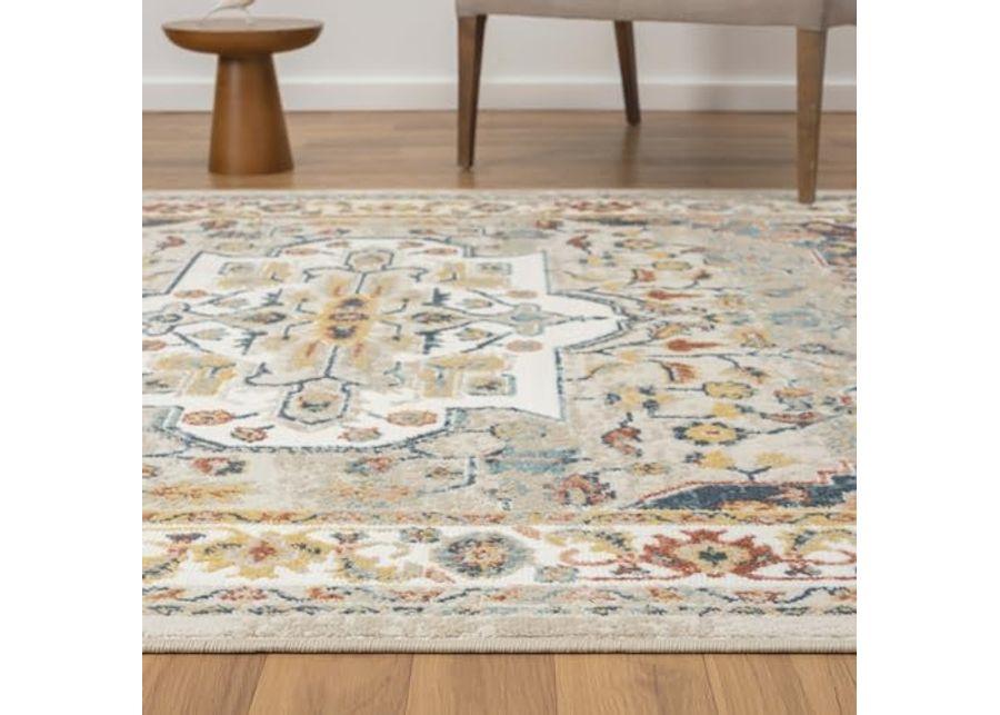 L. R. Resources, Inc. Alison Ann Ivory/Blue Classic Traditional Indoor Area Rug, 2'6" x 8'