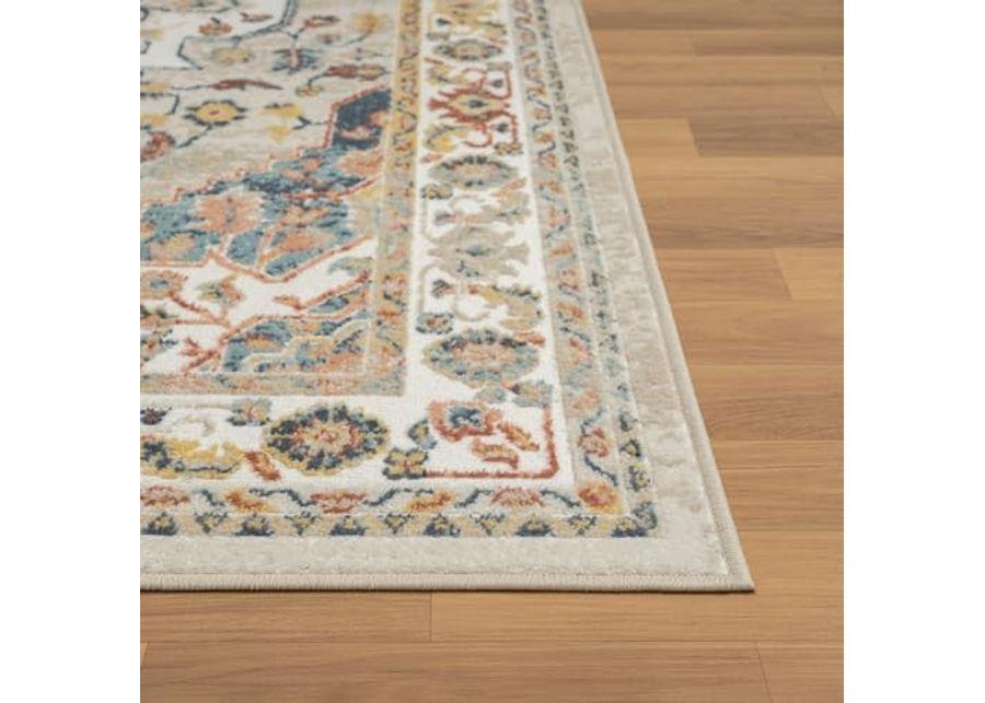 L. R. Resources, Inc. Alison Ann Ivory/Blue Classic Traditional Indoor Area Rug, 2'6" x 8'