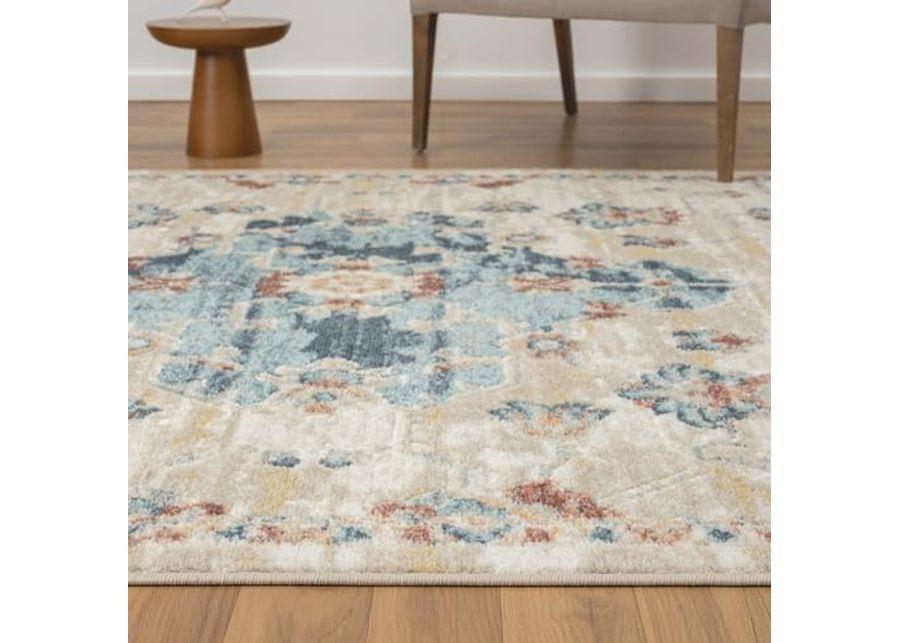 L. R. Resources, Inc. Alison Roy Blue/Ivory Classic Traditional Medallion Indoor Area Rug, 3'11" x 6'