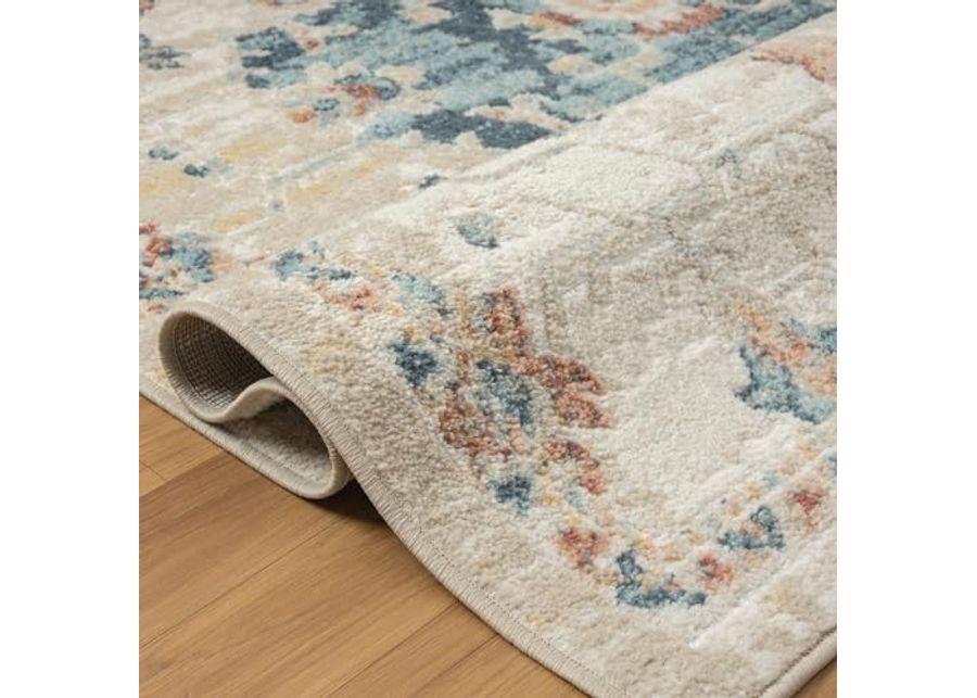 L. R. Resources, Inc. Alison Roy Blue/Ivory Classic Traditional Medallion Indoor Area Rug, 3'11" x 6'