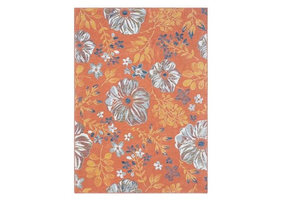 L. R. Resources, Inc. Blue/Ivory Tropical Floral Durable Performance Reversible Indoor/Outdoor Rug, 2' x 3'