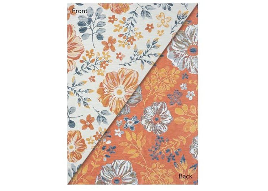 L. R. Resources, Inc. Blue/Ivory Tropical Floral Durable Performance Reversible Indoor/Outdoor Rug, 2' x 3'