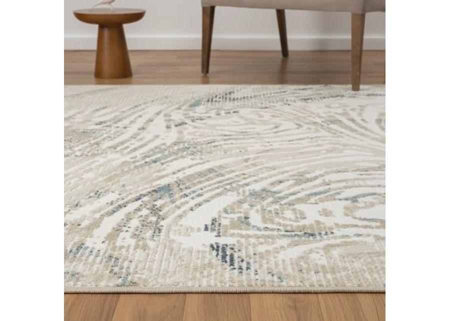 L. R. Resources, Inc. Gray/Blue Modern Abstract Swirl Durable Performance Synthetic Indoor Area Rug, 3'11" x 6'