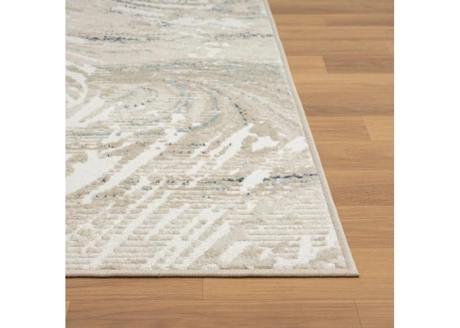 L. R. Resources, Inc. Gray/Blue Modern Abstract Swirl Durable Performance Synthetic Indoor Area Rug, 3'11" x 6'