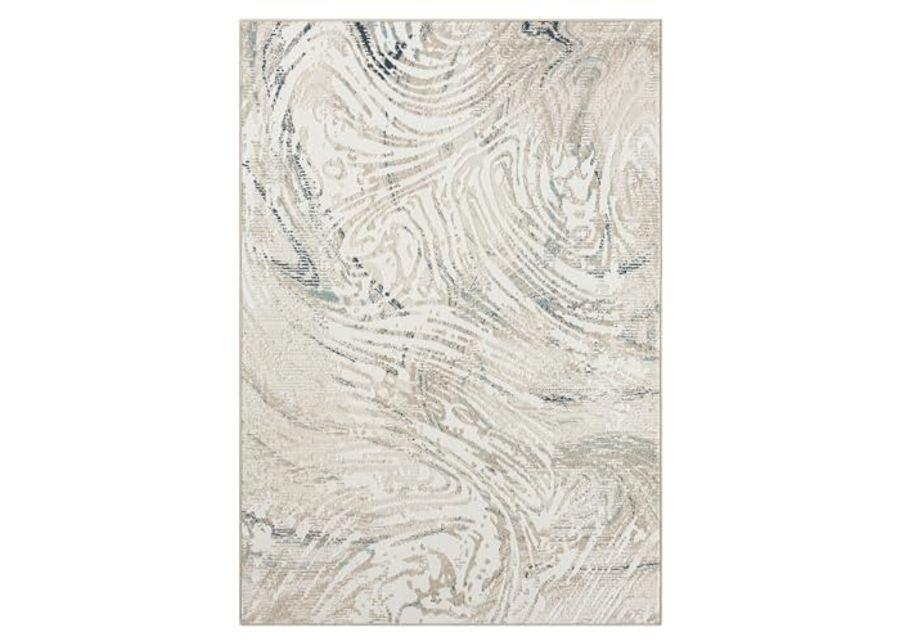 L. R. Resources, Inc. Gray/Blue Modern Abstract Swirl Durable Performance Synthetic Indoor Area Rug, 3'11" x 6'