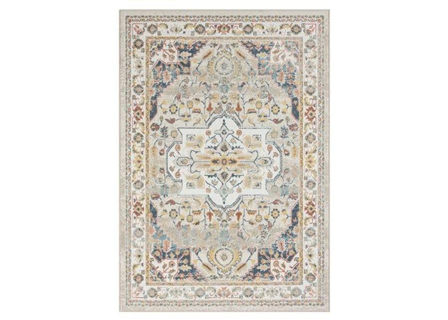 L. R. Resources, Inc. Alison Ann Ivory/Blue Classic Traditional Indoor Area Rug, 3'11" x 6'