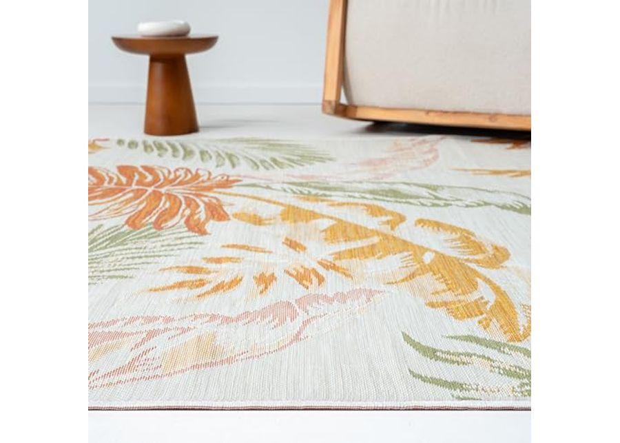 L. R. Resources, Inc. Binny Sin Palm Fronds Coastal Indoor/Outdoor Reversible Area Rug, 5'3" x 7'