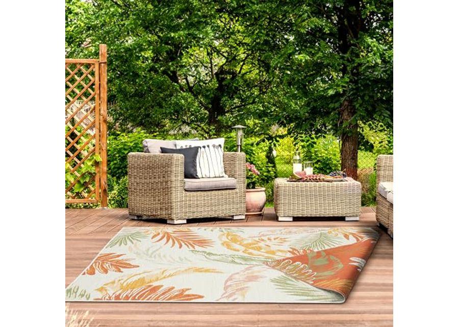 L. R. Resources, Inc. Binny Sin Palm Fronds Coastal Indoor/Outdoor Reversible Area Rug, 5'3" x 7'