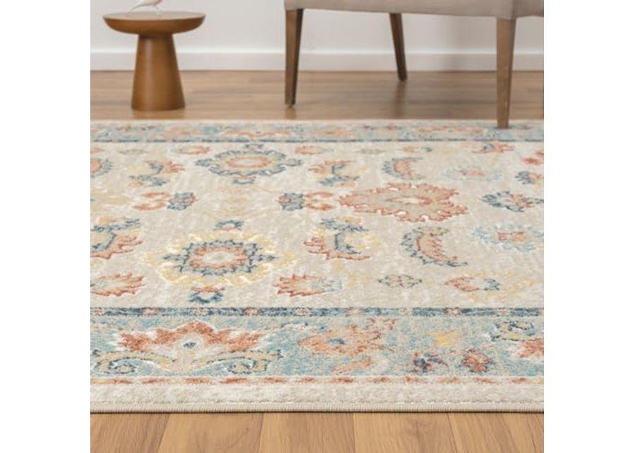 L. R. Resources, Inc. Alison Eve Ivory/Blue Classic Traditional Traditional Indoor Area Rug, 5'3" x 7'6"