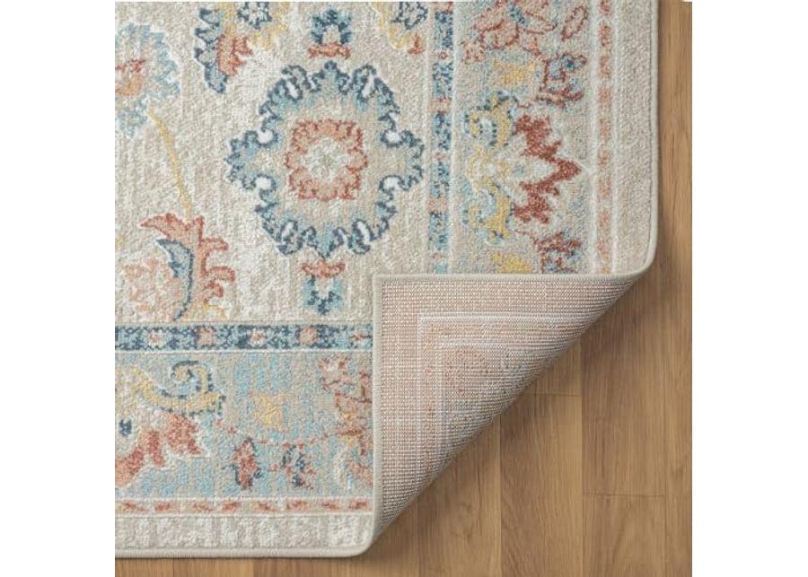 L. R. Resources, Inc. Alison Eve Ivory/Blue Classic Traditional Traditional Indoor Area Rug, 5'3" x 7'6"