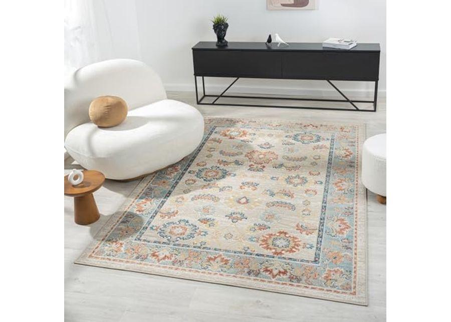 L. R. Resources, Inc. Alison Eve Ivory/Blue Classic Traditional Traditional Indoor Area Rug, 5'3" x 7'6"