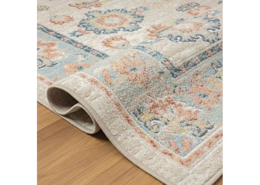 L. R. Resources, Inc. Alison Eve Ivory/Blue Classic Traditional Traditional Indoor Area Rug, 5'3" x 7'6"