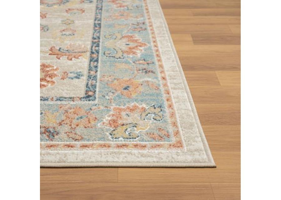 L. R. Resources, Inc. Alison Eve Ivory/Blue Classic Traditional Traditional Indoor Area Rug, 5'3" x 7'6"