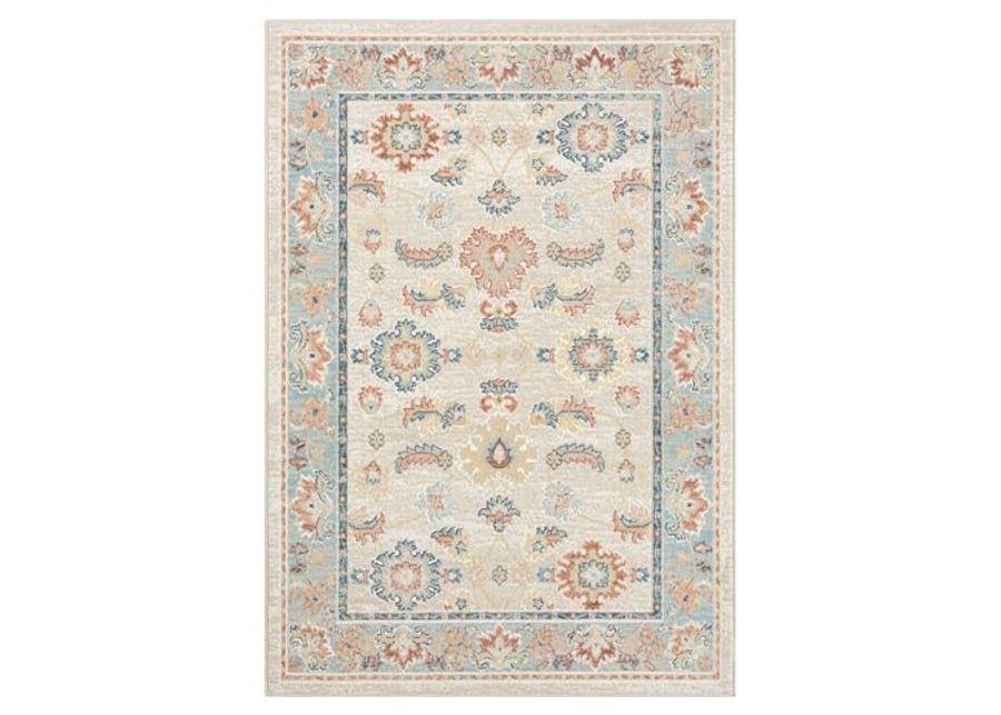 L. R. Resources, Inc. Alison Eve Ivory/Blue Classic Traditional Traditional Indoor Area Rug, 5'3" x 7'6"