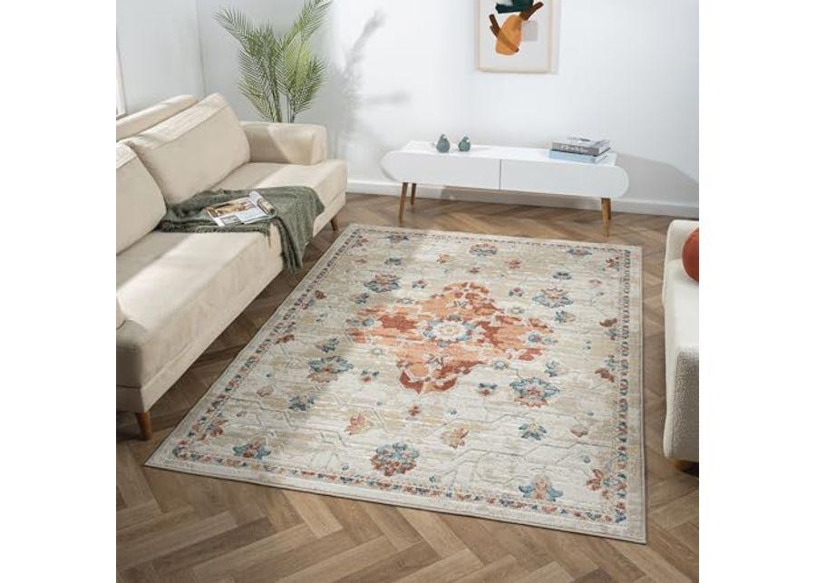 L. R. Resources, Inc. Alison Roy Rust/Ivory Classic Traditional Medallion Indoor Area Rug, 5'3" x 7'6"