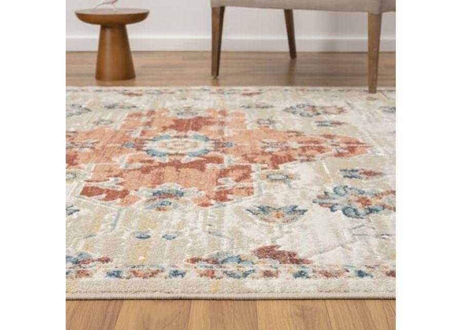 L. R. Resources, Inc. Alison Roy Rust/Ivory Classic Traditional Medallion Indoor Area Rug, 5'3" x 7'6"