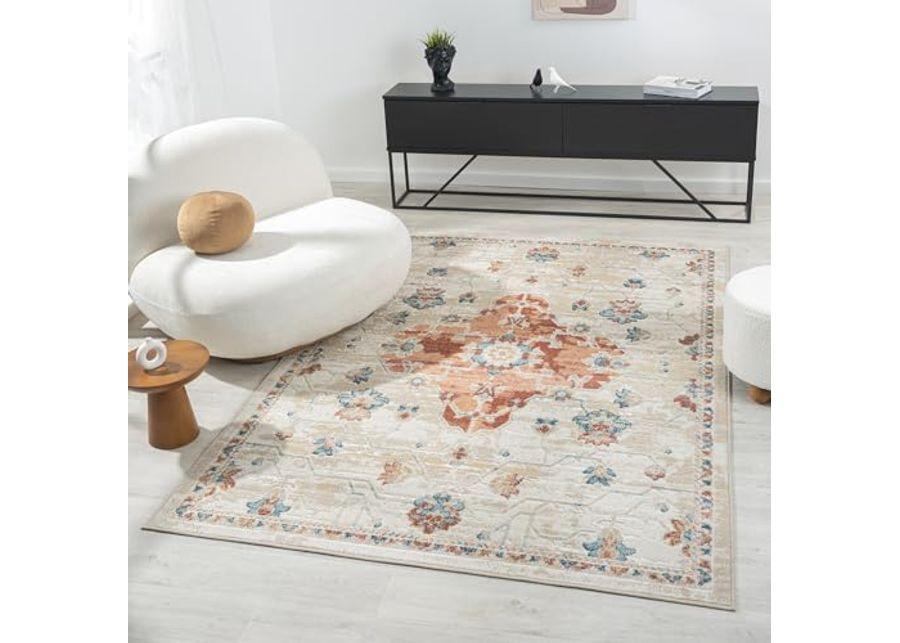 L. R. Resources, Inc. Alison Roy Rust/Ivory Classic Traditional Medallion Indoor Area Rug, 5'3" x 7'6"